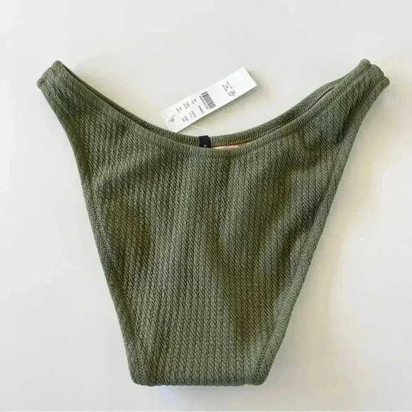 J Crew Textured curved waist cheeky bikini bottom in Green Size XS NWT - Picture 4 of 4